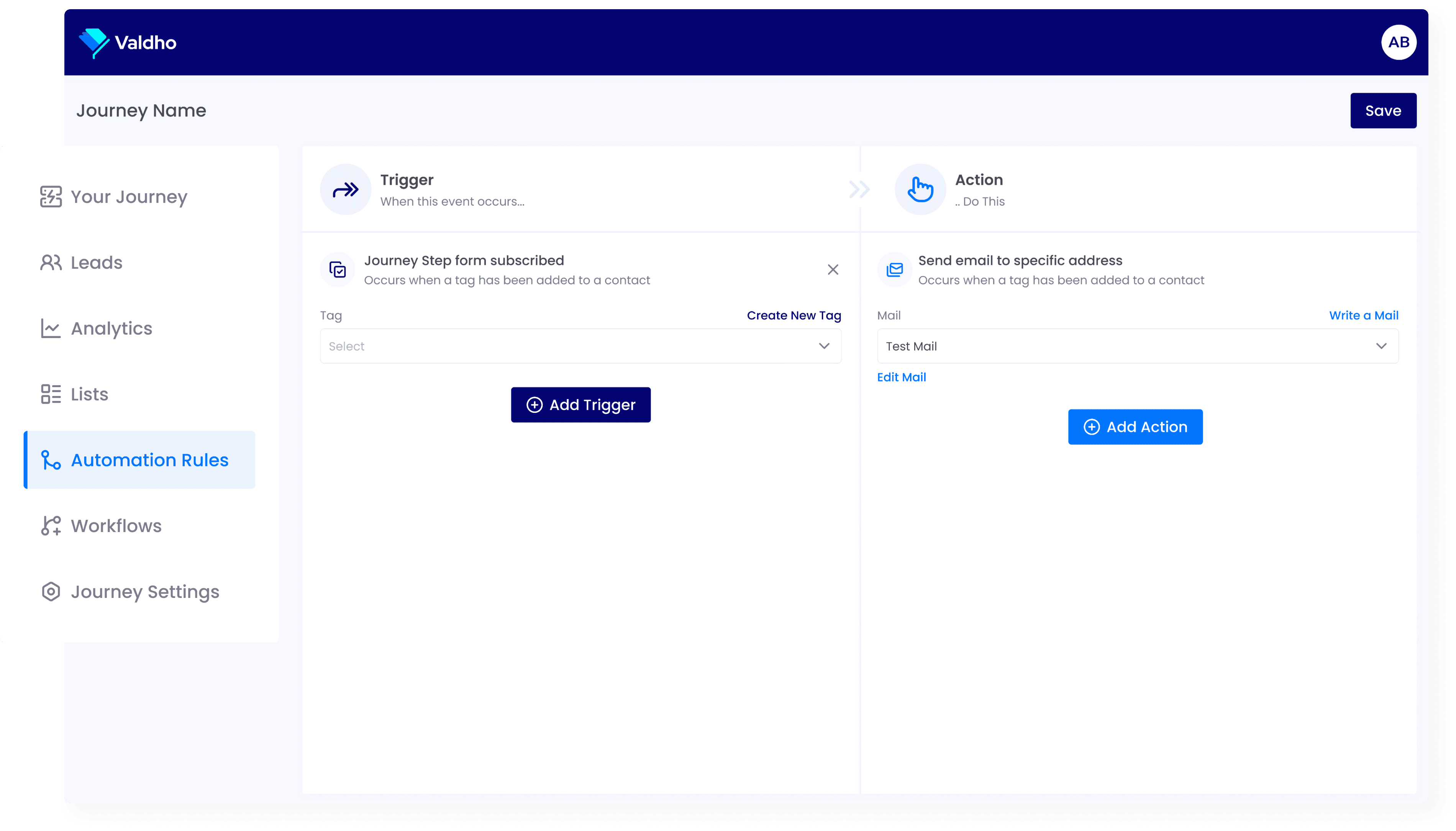 Valdho marketing automation workflow for consulting leads